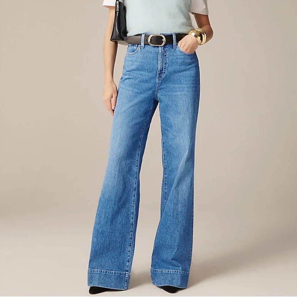 J. Crew High-Rise Denim Wide Leg Jeans